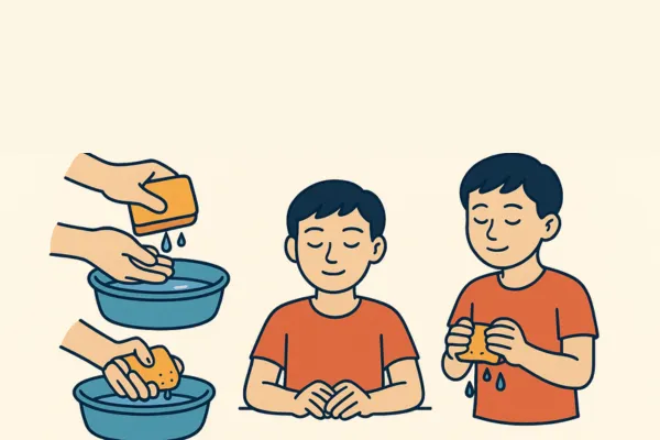 Atividades Sensoriais com Água e Esponja para Estimular a Calma e o Foco em Momentos de Crise