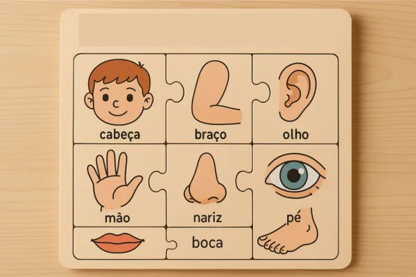 O Momento Certo de Apresentar o Quebra-Cabeça de Partes do Corpo para o Desenvolvimento da Linguagem