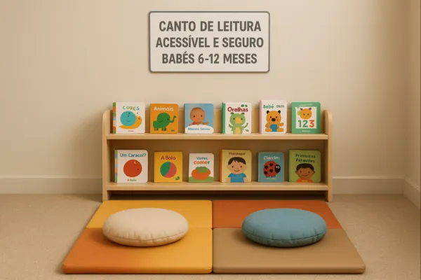 Como Criar um Canto de Leitura Acessível e Seguro para Bebês de 6 a 12 Meses com Estante Baixa